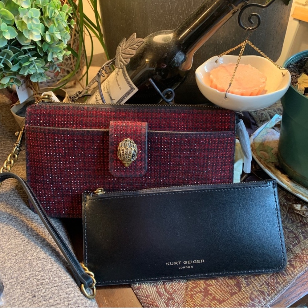 Kurt Geiger Black Wallet and Red Clutch Set